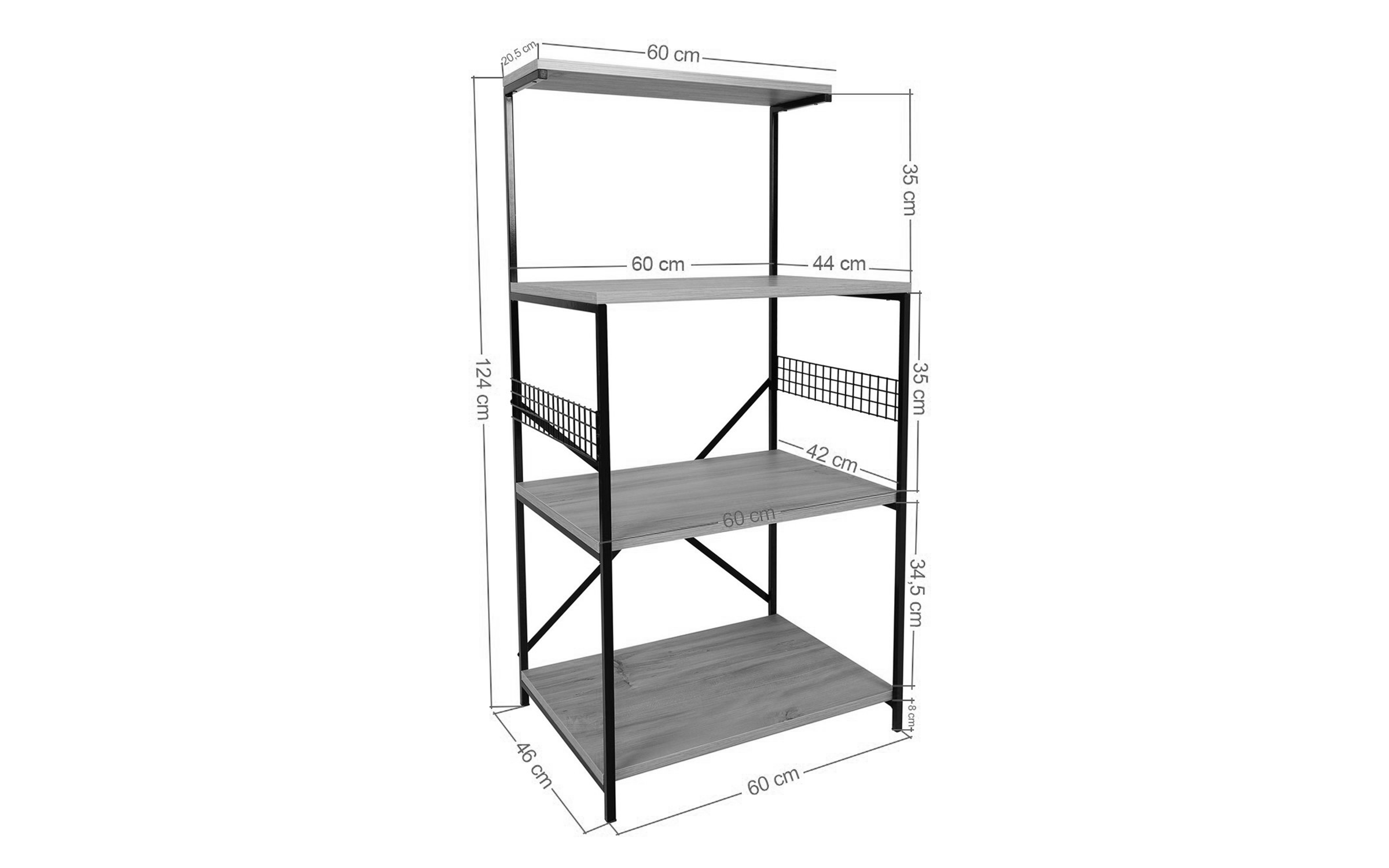 Etajera Anemon, pin + negru  2